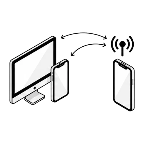 Two devices sharing files through a hotspot from a third device
